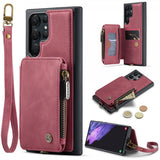 CaseMe Samsung Galaxy S23 Ultra Skal C20 Kortfack Dragkedja Röd
