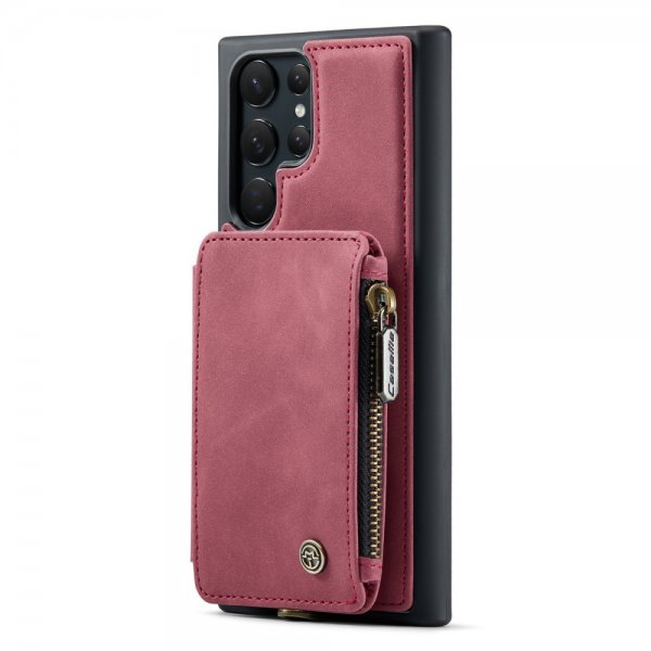 CaseMe Samsung Galaxy S23 Ultra Skal C20 Kortfack Dragkedja Röd