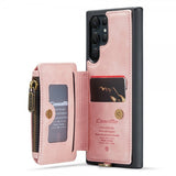 CaseMe Samsung Galaxy S23 Ultra Skal C20 Kortfack Dragkedja Rosa