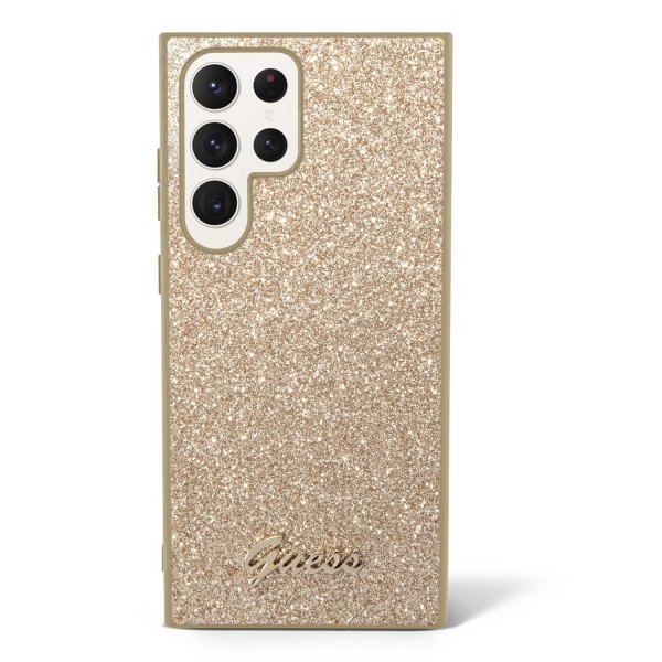 Guess Samsung Galaxy S23 Ultra Skal Fixed Glitter Case Guld