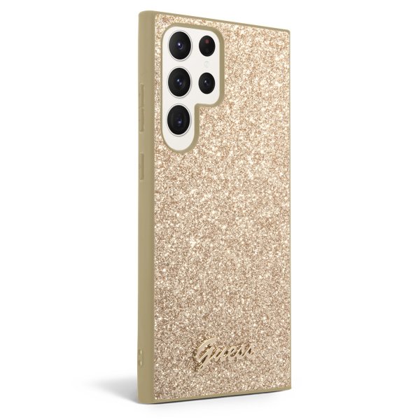 Guess Samsung Galaxy S23 Ultra Skal Fixed Glitter Case Guld