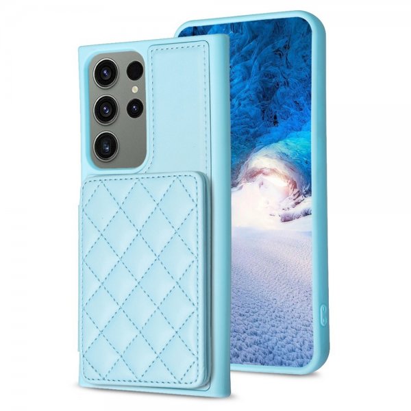 Samsung Galaxy S23 Ultra Skal Korthållare Rombmönster Blå