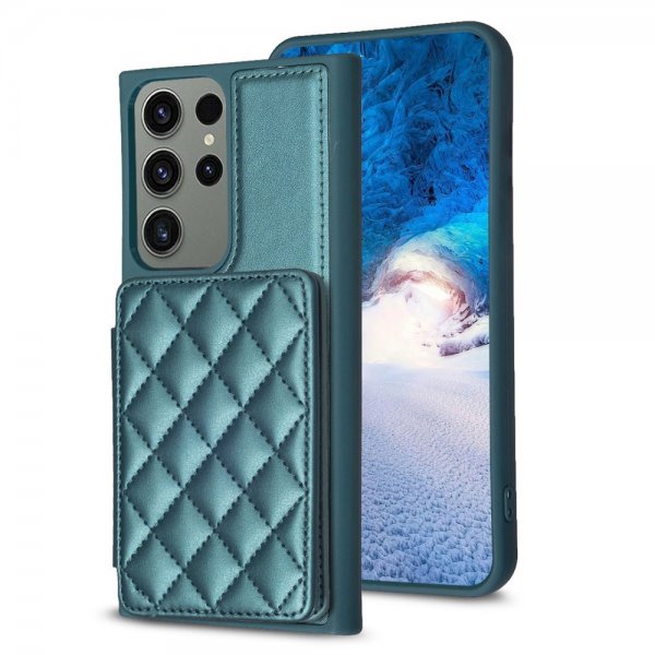 Samsung Galaxy S23 Ultra Skal Korthållare Rombmönster Grön