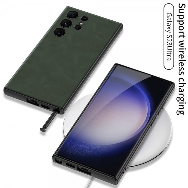 GKK Samsung Galaxy S23 Ultra Skal Lädertextur Brun