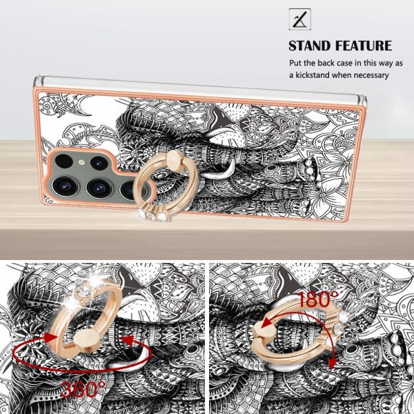 Samsung Galaxy S23 Ultra Skal med Finger Ring Motiv Elefant