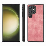 Enkay Samsung Galaxy S23 Ultra Skal med Skärmskydd Lädertextur Rosa