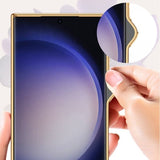 GKK Samsung Galaxy S23 Ultra Skal Tyg Pläterad Kant Grön