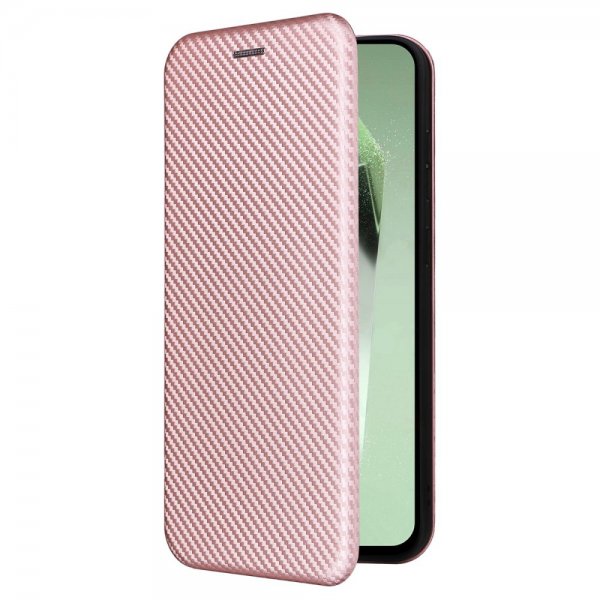 Samsung Galaxy S24 FE Fodral Kolfibertextur Roseguld