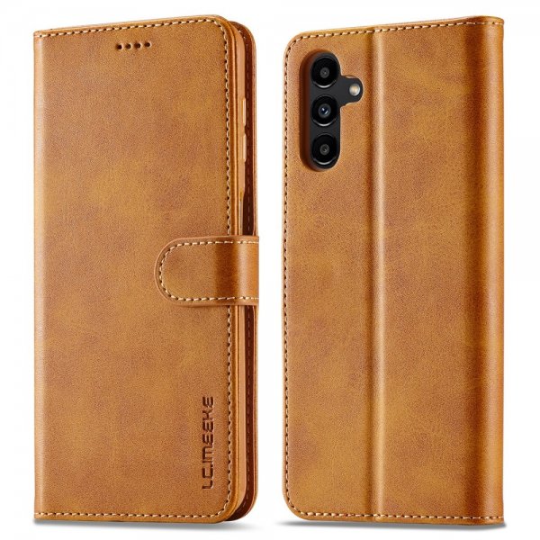 Lc.Imeeke Samsung Galaxy S24 FE Fodral med Kortfack Stativfunktion Ljusbrun
