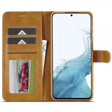 Lc.Imeeke Samsung Galaxy S24 FE Fodral med Kortfack Stativfunktion Ljusbrun