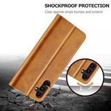 Lc.Imeeke Samsung Galaxy S24 FE Fodral med Kortfack Stativfunktion Ljusbrun