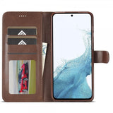Lc.Imeeke Samsung Galaxy S24 FE Fodral med Kortfack Stativfunktion Mörkbrun