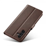 Lc.Imeeke Samsung Galaxy S24 FE Fodral med Kortfack Stativfunktion Mörkbrun