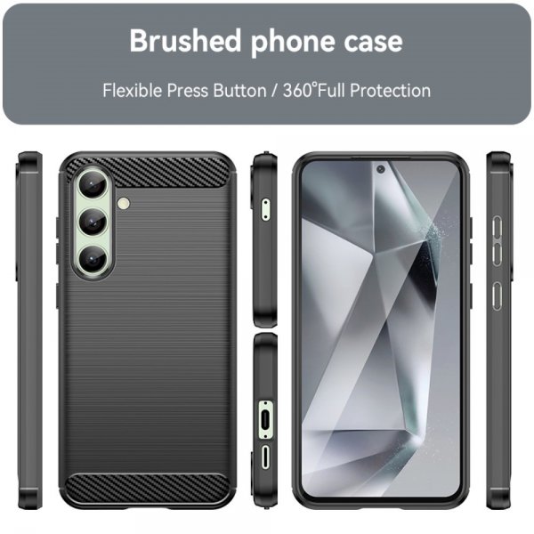 Samsung Galaxy S24 FE Skal Borstad Kolfibertextur Svart