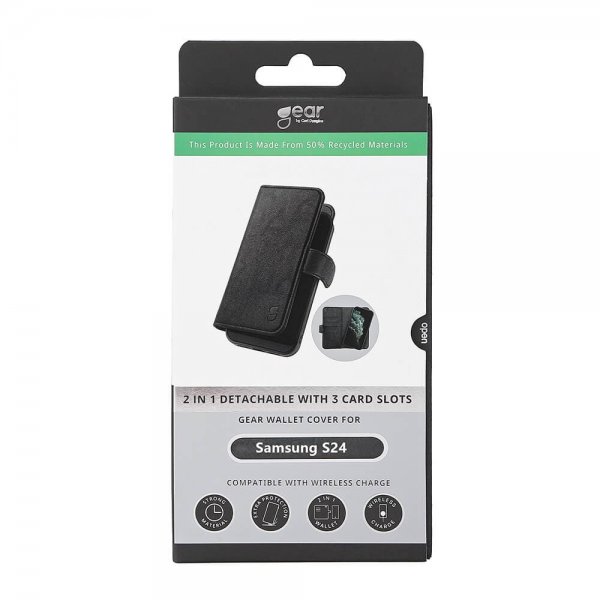 Gear Samsung Galaxy S24 Fodral 3 Kortfack Löstagbart Skal Svart