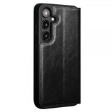 Qialino Samsung Galaxy S24 Fodral Äkta Läder Svart
