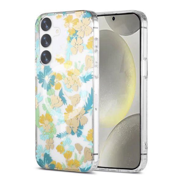 Samsung Galaxy S24 Skal Blommönster MagSafe Turkos