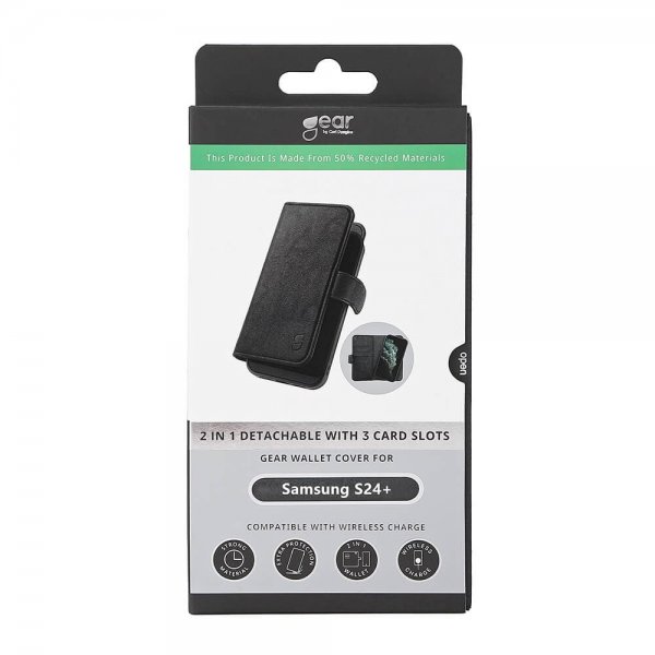 Gear Samsung Galaxy S24 Plus Fodral 3 Kortfack Löstagbart Skal Svart
