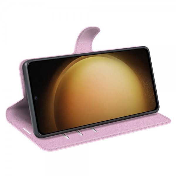 Samsung Galaxy S24 Plus Fodral Litchi Rosa