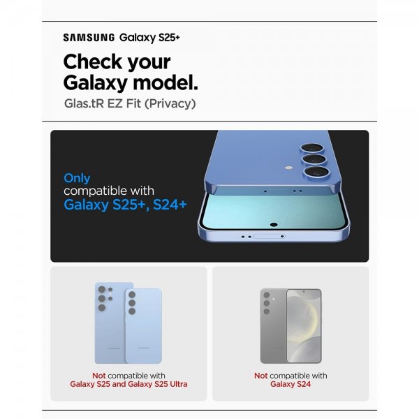 Spigen Samsung Galaxy S24 Plus/Galaxy S25 Plus Skärmskydd GLAS.tR EZ Fit Privacy 2-pack