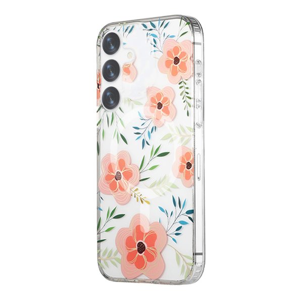 Samsung Galaxy S24 Plus Skal Blommönster MagSafe Rosa