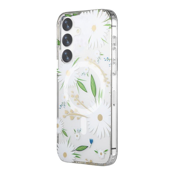 Samsung Galaxy S24 Plus Skal Blommönster MagSafe Vit