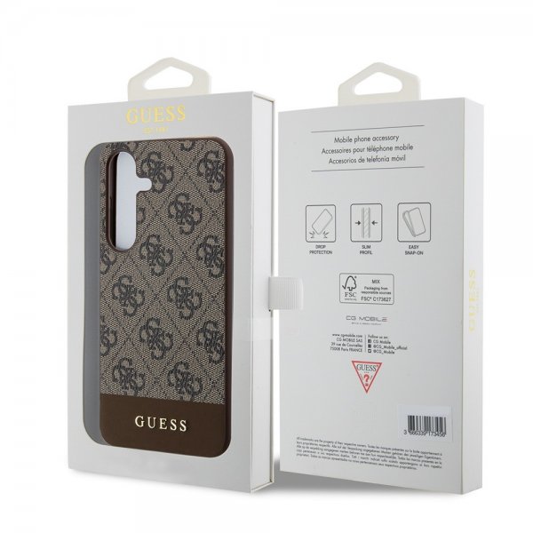 Guess Samsung Galaxy S24 Plus Skal Bottom Stripe Metal Logo Brun