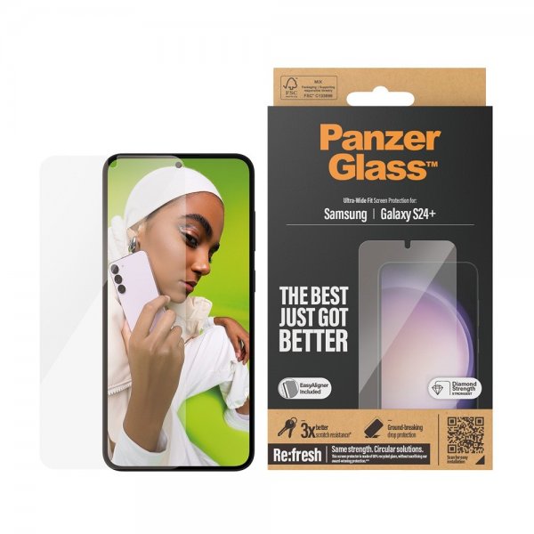 PanzerGlass Samsung Galaxy S24 Plus Skärmskydd Ultra-Wide Fit EasyAligner