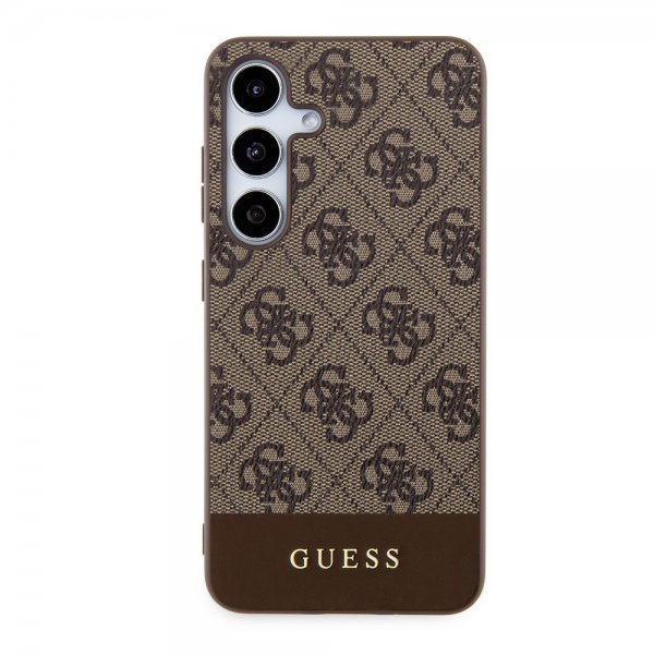 Guess Samsung Galaxy S24 Skal Bottom Stripe Metal Logo Brun