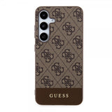 Guess Samsung Galaxy S24 Skal Bottom Stripe Metal Logo Brun