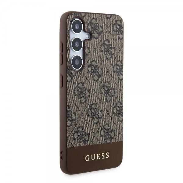 Guess Samsung Galaxy S24 Skal Bottom Stripe Metal Logo Brun