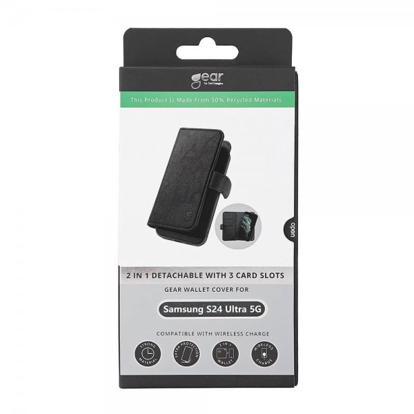Gear Samsung Galaxy S24 Ultra Fodral 3 Kortfack Löstagbart Skal Svart
