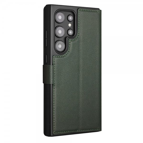 Qialino Samsung Galaxy S24 Ultra Fodral Äkta Läder Grön