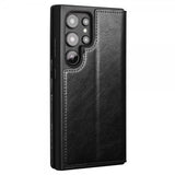 Qialino Samsung Galaxy S24 Ultra Fodral Äkta Läder Svart