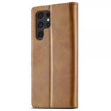 Lc.Imeeke Samsung Galaxy S24 Ultra Fodral med Kortfack Stativfunktion Ljusbrun