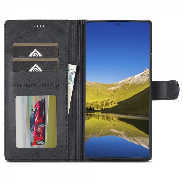 Lc.Imeeke Samsung Galaxy S24 Ultra Fodral med Kortfack Stativfunktion Svart