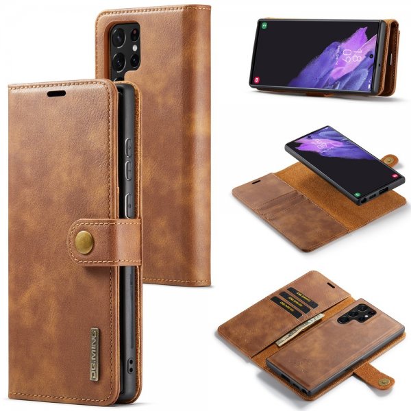 Dg.Ming Samsung Galaxy S24 Ultra Fodral med Löstagbart Skal Brun