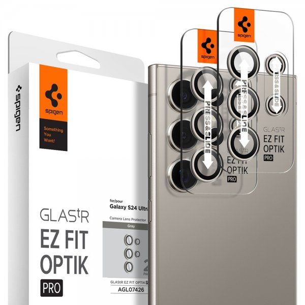 Spigen Samsung Galaxy S24 Ultra Kameraskydd GLAS.tR EZ Fit Optik Pro 2-pack Grå