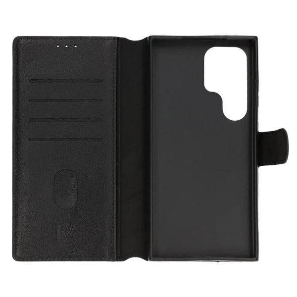 Rvelon Samsung Galaxy S24 Ultra Fodral Äkta Läder Kortfack Svart