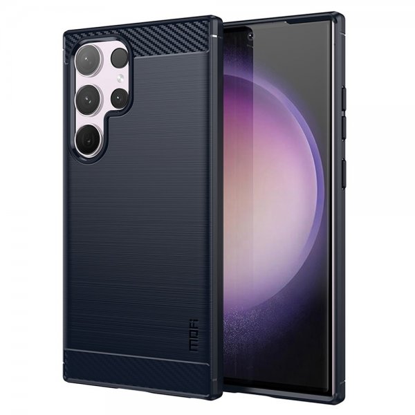 Mofi Samsung Galaxy S24 Ultra Skal Borstad Kolfibertextur Blå