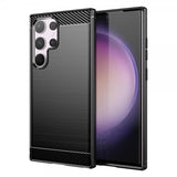 Samsung Galaxy S24 Ultra Skal Borstad Kolfibertextur Svart