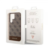 Guess Samsung Galaxy S24 Ultra Skal Bottom Stripe Metal Logo Brun