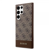 Guess Samsung Galaxy S24 Ultra Skal Bottom Stripe Metal Logo Brun