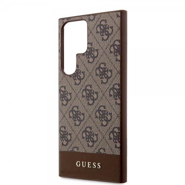 Guess Samsung Galaxy S24 Ultra Skal Bottom Stripe Metal Logo Brun