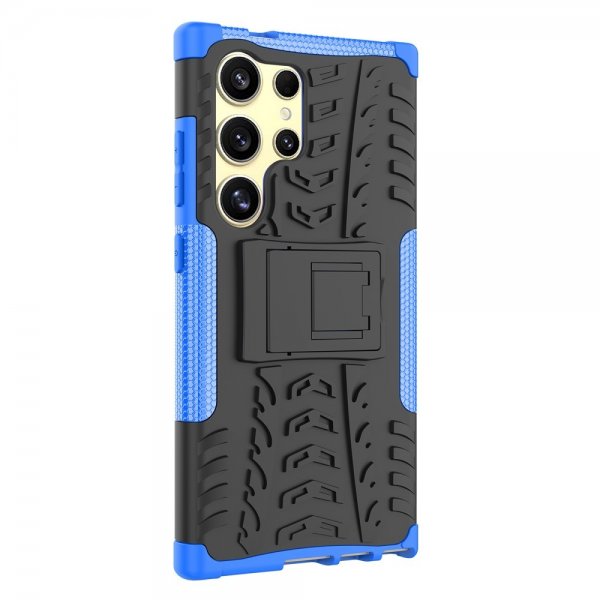 Samsung Galaxy S24 Ultra Skal Däckmönster Stativfunktion Blå