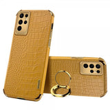 Samsung Galaxy S24 Ultra Skal Krokodilmönster Finger Ring Gul
