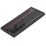 Lc.Imeeke Samsung Galaxy S24 Ultra Skal Kolfibertextur Röd Stripe Svart