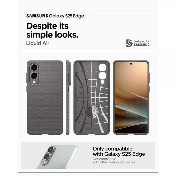 Spigen Samsung Galaxy S25 Edge Skal Liquid Air Marble Gray