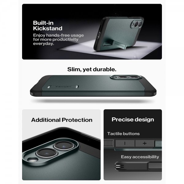 Spigen Samsung Galaxy S25 Edge Skal Tough Armor MagFit Abyss Green