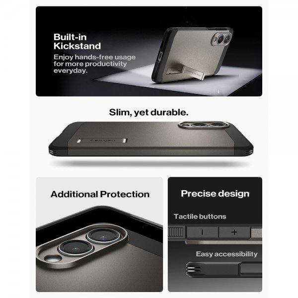 Spigen Samsung Galaxy S25 Edge Skal Tough Armor MagFit Gunmetal